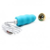 Vibrating Bullet 10 Speeds Rechargeable Remote Control Blue